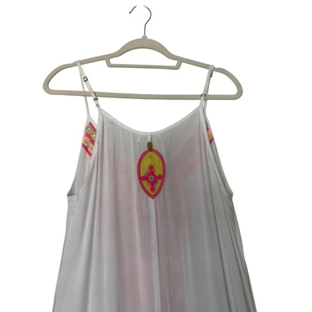 Ruby Yaya White Embroidered Mirror Tassel Handkerchief Hem Maxi Dress Mens M - Picture 9 of 9